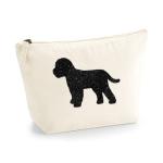 Cockapoo Makeup Bag – Natural Cotton Canvas Pouch with Black Glitter Cockapoo Design – Dog Lover Gift – Zippered Cosmetic Bag for Toiletries, Beauty Essentials & Travel