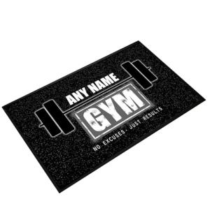 Artylicious Personalised Gym/weights room dumbell Door mat 60 x 40cm, non slip base mat, gym equipment, home gym accessories (Grey)
