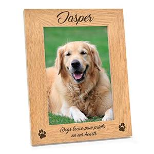 Dogs Leave Pawprints On Our Hearts Pet Loss Photo Frame - Personalised Dog, Puppy, Labrador, Retriever, Pug, Pet Memorial Wooden Photo Frame Keepsake - Remembrance Gifts for Dog Lovers