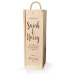Personalised Wooden Wine Gift Box for Wedding, Anniversary, Special Occasion - 'Congratulations'. Lined with Woodwool