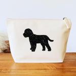 Cockapoo Makeup Bag – Natural Cotton Canvas Pouch with Black Glitter Cockapoo Design – Dog Lover Gift – Zippered Cosmetic Bag for Toiletries, Beauty Essentials & Travel
