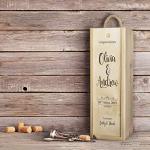 Personalised Wooden Wine Gift Box for Wedding, Anniversary, Special Occasion - 'Congratulations'. Lined with Woodwool