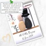 Handmade Personalised Wedding Pebble Art Picture – Unique Just Married Gifts, Personalised Wedding Gifts for Bride and Groom, Thoughtful Mr and Mrs Present, Special Keepsake for Couples Wedding Day