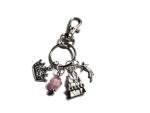 SLEEPING BEAUTY themed silver alloy charm bag clip keyring story book themed gift, Princess Aurora fairy tale Xmas present, princess party bag favors