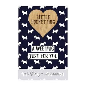 WishStrings A Wee Hug Just For You – Pocket Hug Wooden Heart Keepsake | Handmade Scottish Souvenir Letterbox Gift