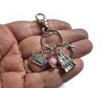 SLEEPING BEAUTY themed silver alloy charm bag clip keyring story book themed gift, Princess Aurora fairy tale Xmas present, princess party bag favors