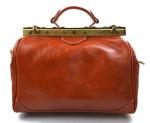 Ladies leather handbag doctor bag handheld shoulder bag medical purse honey made in Italy