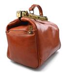 Ladies leather handbag doctor bag handheld shoulder bag medical purse honey made in Italy