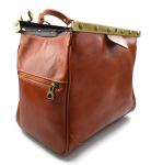 Ladies leather handbag doctor bag handheld shoulder bag medical purse honey made in Italy