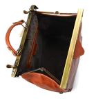 Ladies leather handbag doctor bag handheld shoulder bag medical purse honey made in Italy