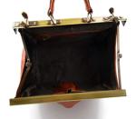 Ladies leather handbag doctor bag handheld shoulder bag medical purse honey made in Italy