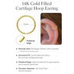 Gold Cartilage Earrings For Women - Thin Small 20 Gauge 8mm Helix Piercing Jewelry - 14k Gold Filled Cartilage Earring Hoop Ring - Gift Ready
