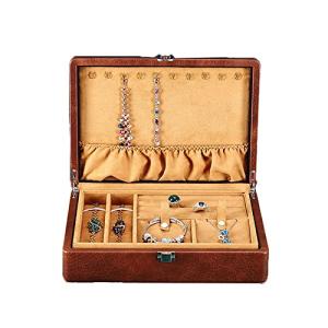 HHMRTYDG Double Layer Jewelry Box Storage Organizer Luxury Vintage Leather Jewelry Organizer for Rings Earrings Necklace Bracelets