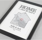 Personalised Housewarming Wall Print | New Home Map Gift (A4-30x21cm, Print & Standard Frame)