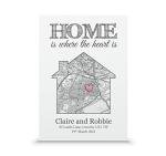 Personalised Housewarming Wall Print | New Home Map Gift (A4-30x21cm, Print & Standard Frame)