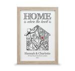Personalised Housewarming Wall Print | New Home Map Gift (A4-30x21cm, Print & Standard Frame)