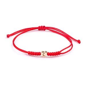 Initial Bracelets for Women Men Initial C Heart Letter Charm Bracelets Handmade Adjustable Rope Bracelets for Teen Girls Boy Mom Birthday Gifts (red, C)