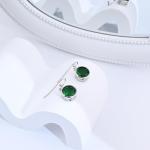 Silver Emerald Dangle Earrings for Women Green Crystal Drop Earrings Hypoallergenic Handmade Dangly Earrings Green jewellery for Gifts
