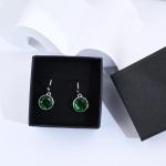 Silver Emerald Dangle Earrings for Women Green Crystal Drop Earrings Hypoallergenic Handmade Dangly Earrings Green jewellery for Gifts