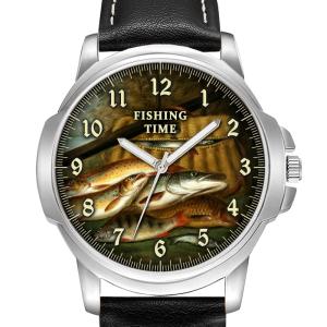Fishing Time Fishermans Gents Men's Customised Personalised Wrist Watch Birthday Anniversary Best Gift Engraved