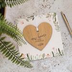 New Home Card With Wooden Heart Plaque Decoration Keepsake - New House Gift - New Memories (Pink Card)