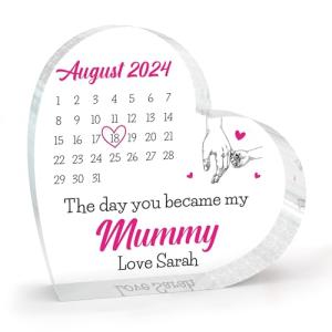 Beecreative Personalised Mummy Gift - Day You Became My Mummy Gift from Daughter Son Baby, Mothers Day Birthday Gifts for Mum Mummy From Child, Love You Mummy, With Grey Bag