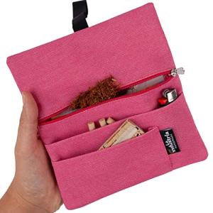Water-repellent tobacco pouch for 30-50 g - Tobacco bag holder for filter tips, rolling paper & lighter (Strawberry)