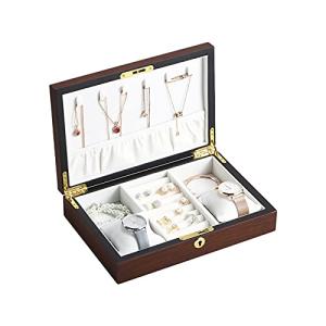 HHMRTYDG Makeup case Organizer Large Wooden Jewelry Box Velvet Necklace Earrings Watch Storage Box Jewelry Storage Box