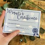 Baby Shower Certificate - Party Game Prize - Blue - Top Quality - 10 Pack