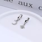 925 Sterling Silver Huggie Hoop Earrings with Moon & Star Design - Handmade Drop Dangle Jewelry for Women & Girls