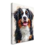 Bernese Mountain Dog Painted Illustration Canvas Art Print - Canine Portrait, Swiss Alps Charm, Majestic Pet, Home Decor, Vivid Texture, Collectible