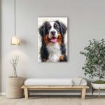 Bernese Mountain Dog Painted Illustration Canvas Art Print - Canine Portrait, Swiss Alps Charm, Majestic Pet, Home Decor, Vivid Texture, Collectible