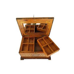 Thuja wood jewelry box lockable wooden chest with two levels jewelry storage box wooden box with a mirror