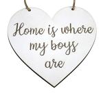MadeAt94 Home Is Where My Boys Are Heart Plaque Gift for Mum Mummy and Grandparents