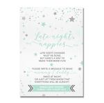 Personalised Late Night Nappies Baby Shower Game Sign Blue/Pink or Green Star Design (ST9)