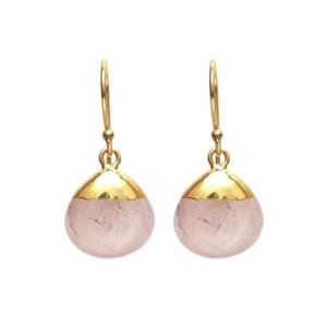 Gempires Natural Rose Quartz Pear Dangle Earring Crystal Jewelry Handmade Boho Earring For Women Handmade Gemstone Earrings Gifts.