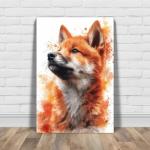 Korean Jindo Painted Illustration Art Print | Dog Portrait, Canine Decor, Animal Art, Vibrant Brushwork, Wall Art Collectible