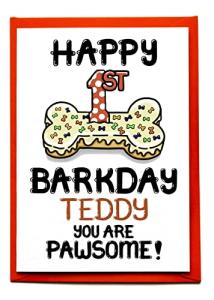 Barkday Card For Dog 1st Birthday, Personalised Dog Birthday Card For Fur Baby, Barkday card, Family Pet