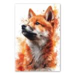 Korean Jindo Painted Illustration Art Print | Dog Portrait, Canine Decor, Animal Art, Vibrant Brushwork, Wall Art Collectible