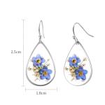 Forget Me Not Earrings Pressed Flower Earrings Embossed Teardrop Earrings Silver Earrings for Women Dangle Earrings Personalized Handmade Earrings