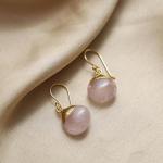 Gempires Natural Rose Quartz Pear Dangle Earring Crystal Jewelry Handmade Boho Earring For Women Handmade Gemstone Earrings Gifts.