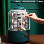 HHMRTYDG Makeup Storage Box Rotating Jewelry Organizer Earring Holders with 5-Layer Jewelry Box 2 Drawers Dust-Proof Cover Jewelry Box(A)