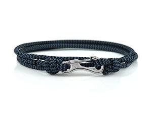 Eighty Eight Degrees Carabiner Climbing Bracelet, Handmade in The UK, Adjustable, Waterproof Climber Bracelet (Storm & Silver)
