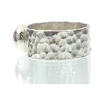 Handmade Chunky Hammered Wide 8mm Solid Silver 925 Band Ring with Blob Hallmarked