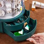 HHMRTYDG Makeup Storage Box Rotating Jewelry Organizer Earring Holders with 5-Layer Jewelry Box 2 Drawers Dust-Proof Cover Jewelry Box(A)