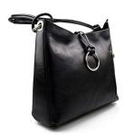 Luxury Women's Leather Handbag - Black Shoulder Bag - Italian Made - Elegant and Stylish Women's Purse