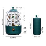 HHMRTYDG Makeup Storage Box Rotating Jewelry Organizer Earring Holders with 5-Layer Jewelry Box 2 Drawers Dust-Proof Cover Jewelry Box(A)