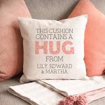 Manta Makes Personalised cushion contains a hug from peach | gift for mothers day birthday or christmas from son or daughter | presents for friend her women | best Mother Mam Mammy | distance love