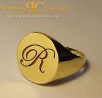 Men's 9ct gold Yellow Gold One letter Personalised Initial ring 7.8 g 20 mm