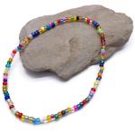 Extra Large XL Size Multi-Colour Glass Seed Bead Anklet on Elastic, Colourful Handmade Design : Size XL 12 inches, Beach Boho Plus Size Jewellery for Women, Summer Colours